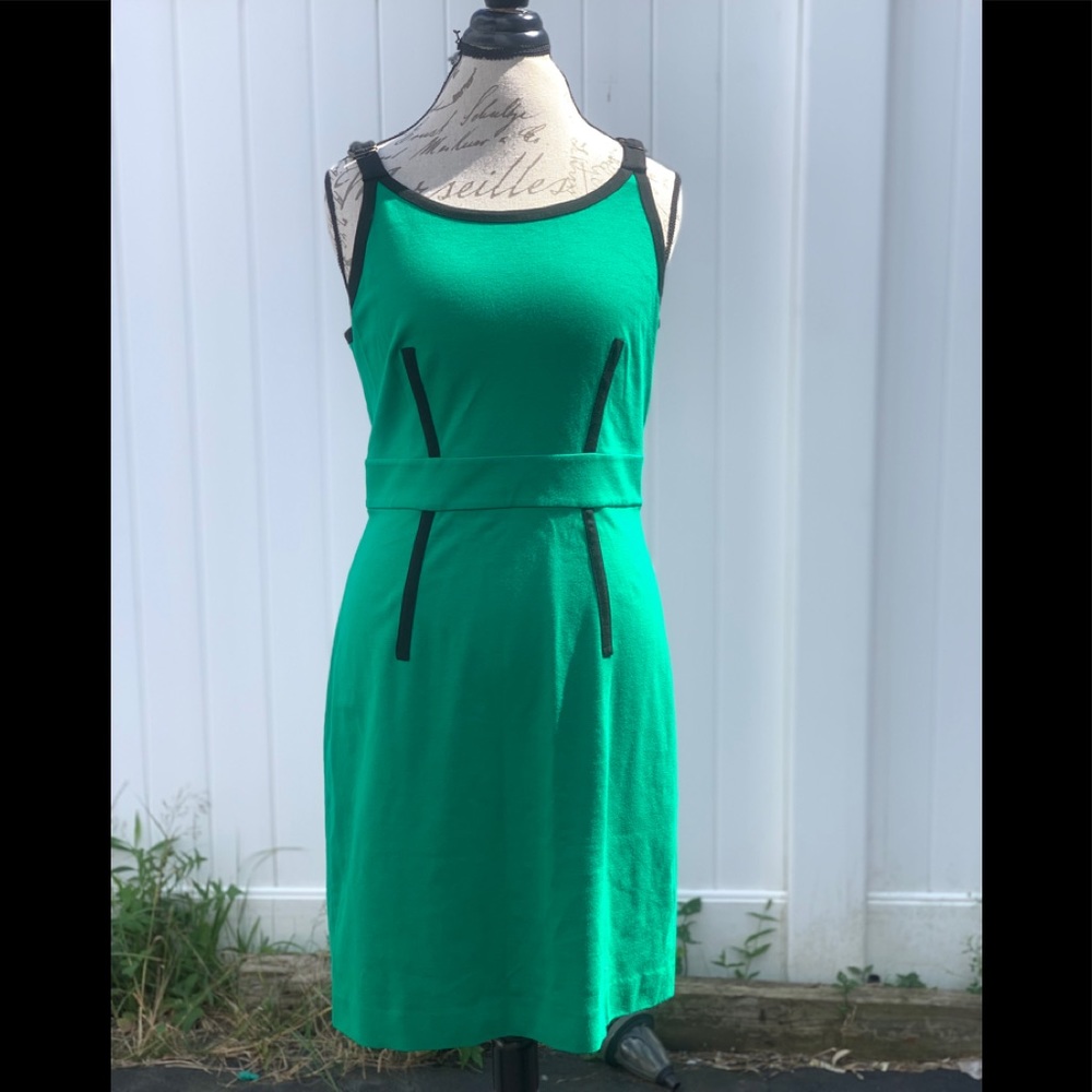 Cynthia steffe green and black sheath dress